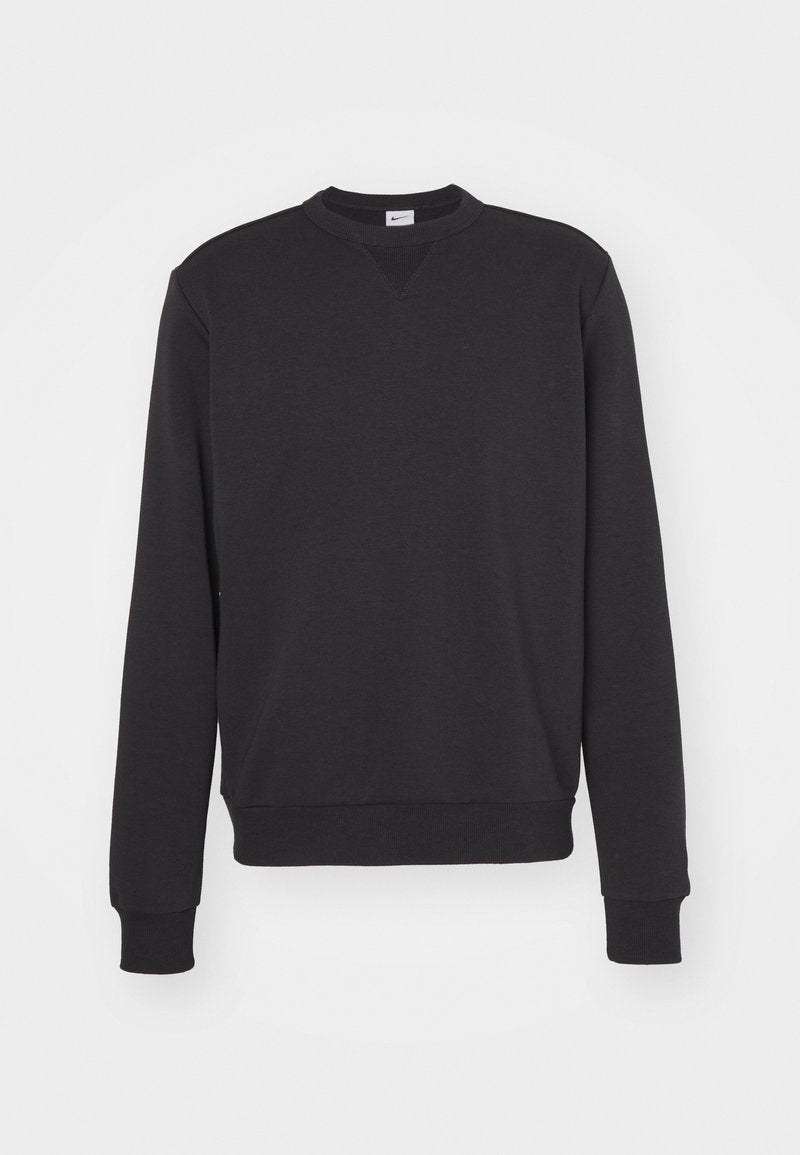 Schwarzer Sweatshirt mit langen Ärmeln, gerippten Bündchen und Saum sowie einem Rundhalsausschnitt. Hergestellt aus weichem, strukturiertem Stoff im minimalistischen Stil.