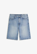 Bershka BAGGY - Denim shorts - light blue