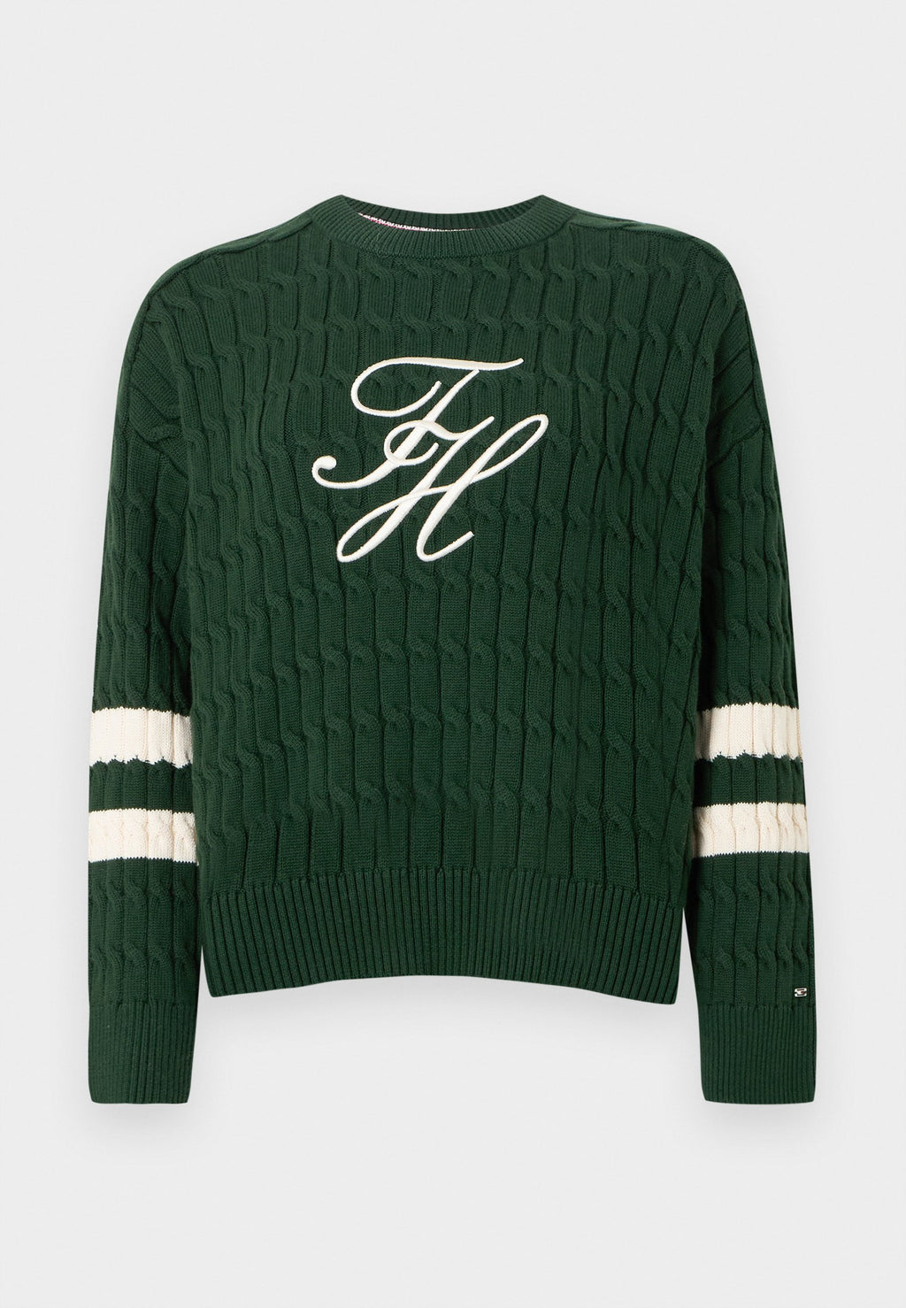 LOGO EMBROIDERY RELAXED CABLE KNIT JUMPER Media 1