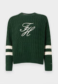 LOGO EMBROIDERY RELAXED CABLE KNIT JUMPER Media 1