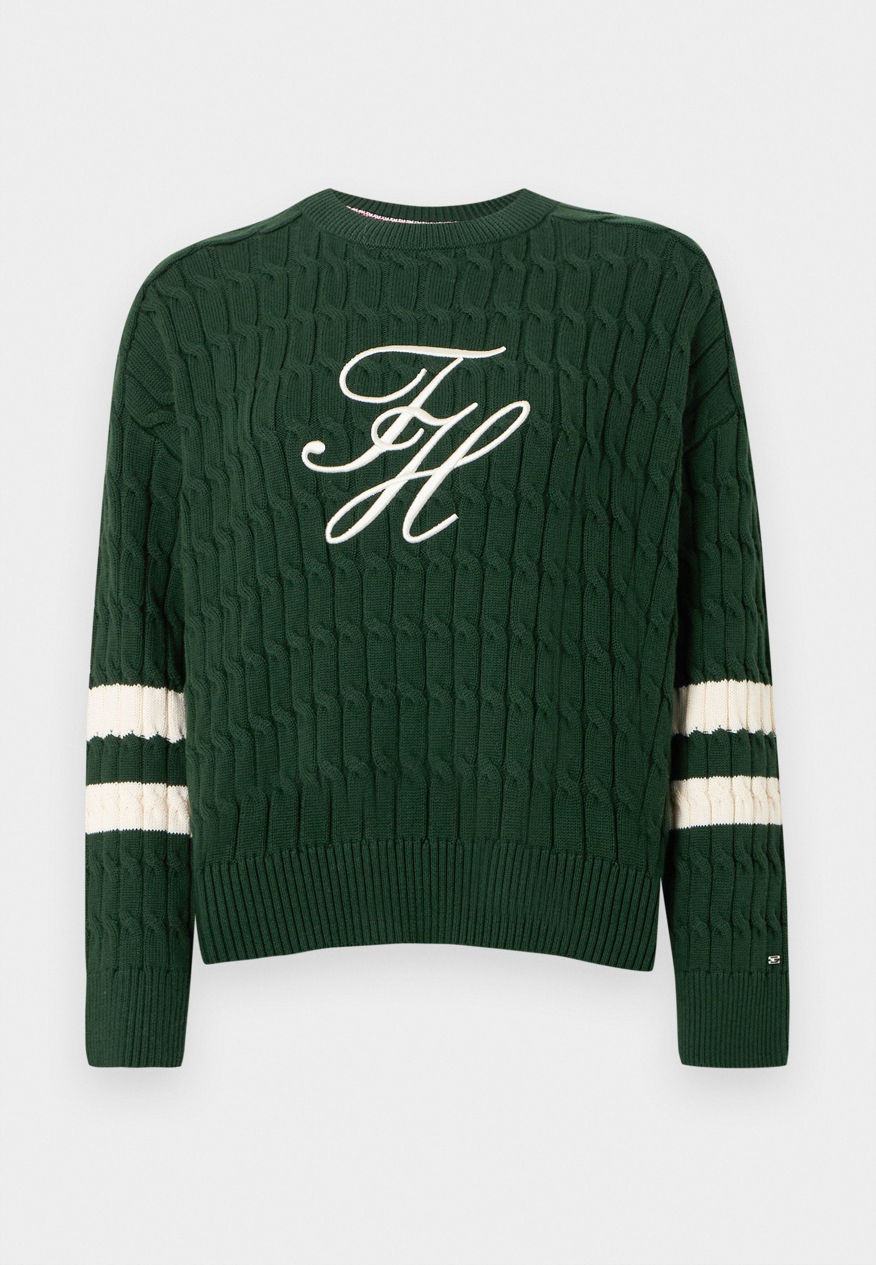 LOGO EMBROIDERY RELAXED CABLE KNIT JUMPER Media 1