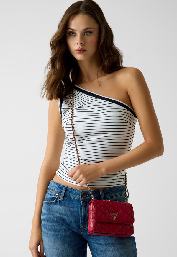 Guess GIULLY II MINI 2 COMP CVRT FLP - Cross body bag - dunkelrot