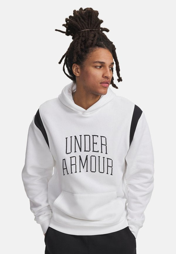 Under Armour RIVAL FLEECE - Hoodie - white / black / white
