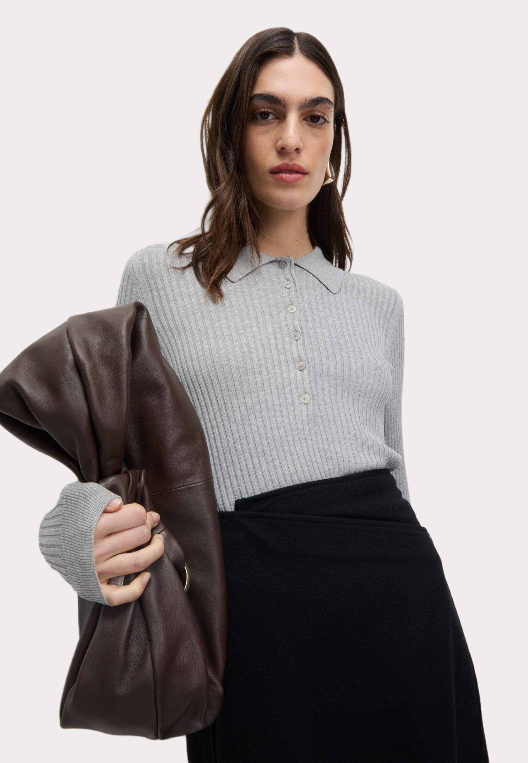 Marks & Spencer RIBBED COLLARED BUTTON DETAIL