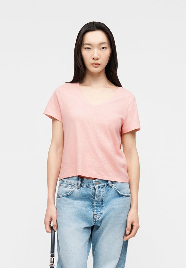 Tommy Hilfiger LINEN BLEND V-NECK T-SHIRT - Basic T-shirt - soft rose