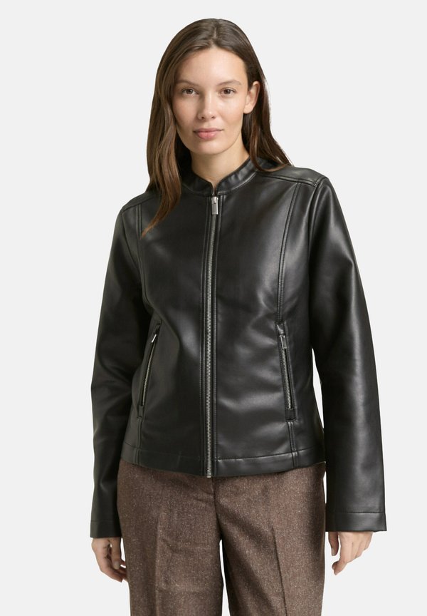 TOM TAILOR MIT REISSVERSCHLUSS - Faux leather jacket - deep black