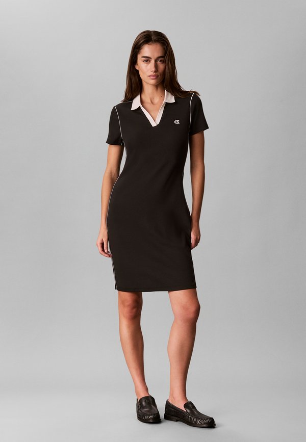 Calvin Klein Jeans COLOR BLOCK POLO - T-Shirt Dress - black