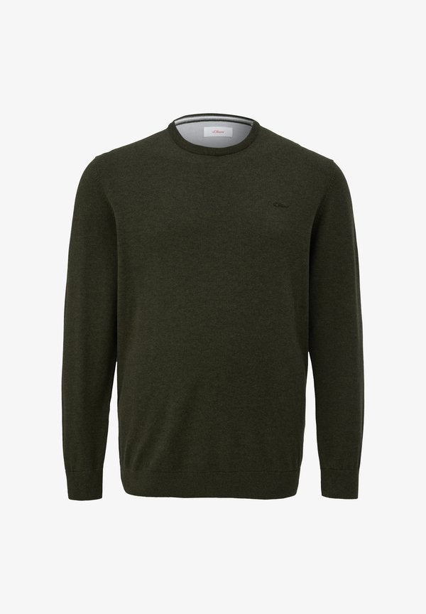 s.Oliver STRICKPULLOVER MIT LOGO-STICKEREI - Jumper - olivgrün