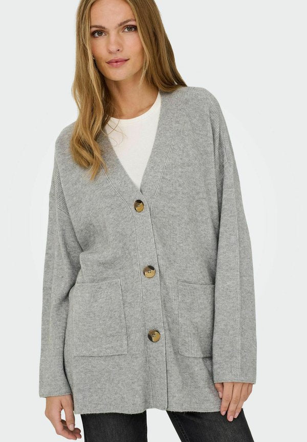 ONLY ONLIBI LS RIB LOOSE CARDIGAN KNT NOOS - Cardigan - medium grey melange
