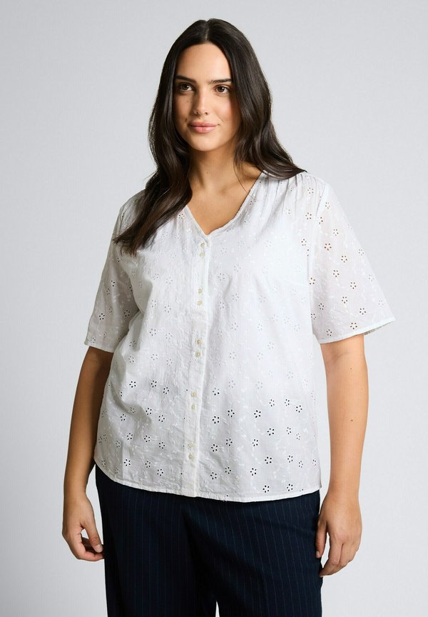 TOM TAILOR TOM TAILOR BLUSEN & SHIRTS PLUS SIZE - BLUSE MIT LOCHSTICKEREI - Blouse - white