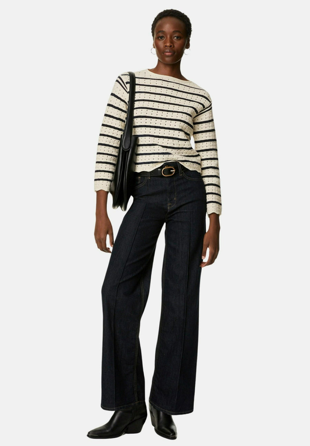Marks & Spencer CROCHET STRIPED CREW NECK
