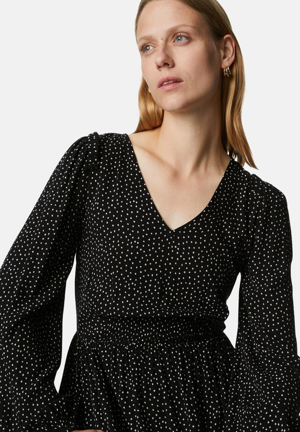 Marks & Spencer PRINTED FRILL DETAIL V NECK