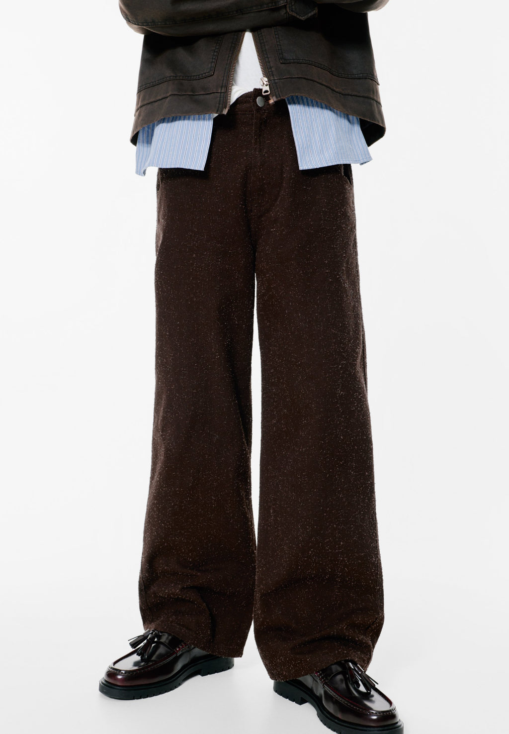 PULL&BEAR TEXTURED STRAIGHT-LEG