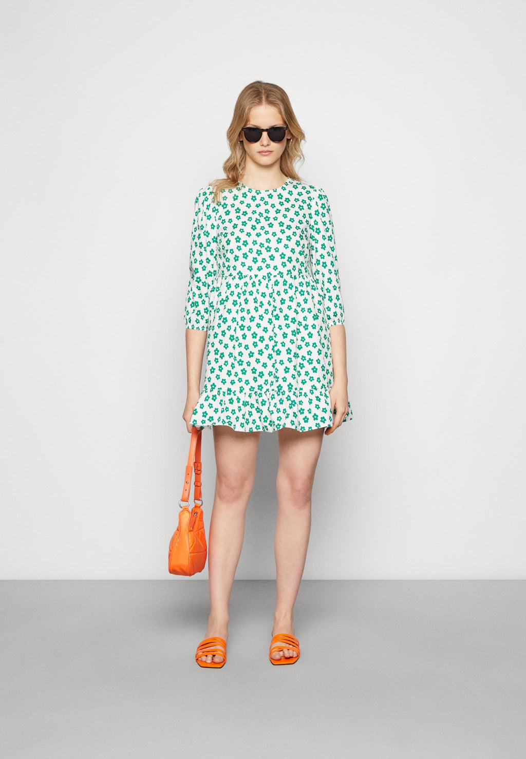 Glamorous SEMI-FITTED MINI DRESS WITH CREW NECK