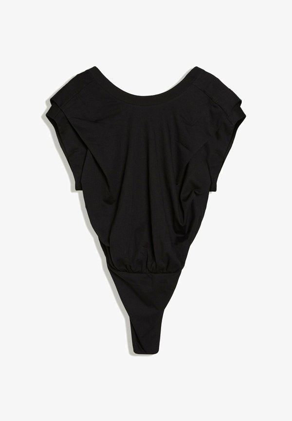 Bershka PLEATED OPEN BACK - BODYSUIT - Print T-shirt - black