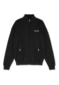 Schwarze Fleecejacke mit hohem Kragen, Frontreißverschluss und zwei Seitentaschen. Mit weißem "PEGADOR"-Logo auf der linken Brust. Weiche Textur.