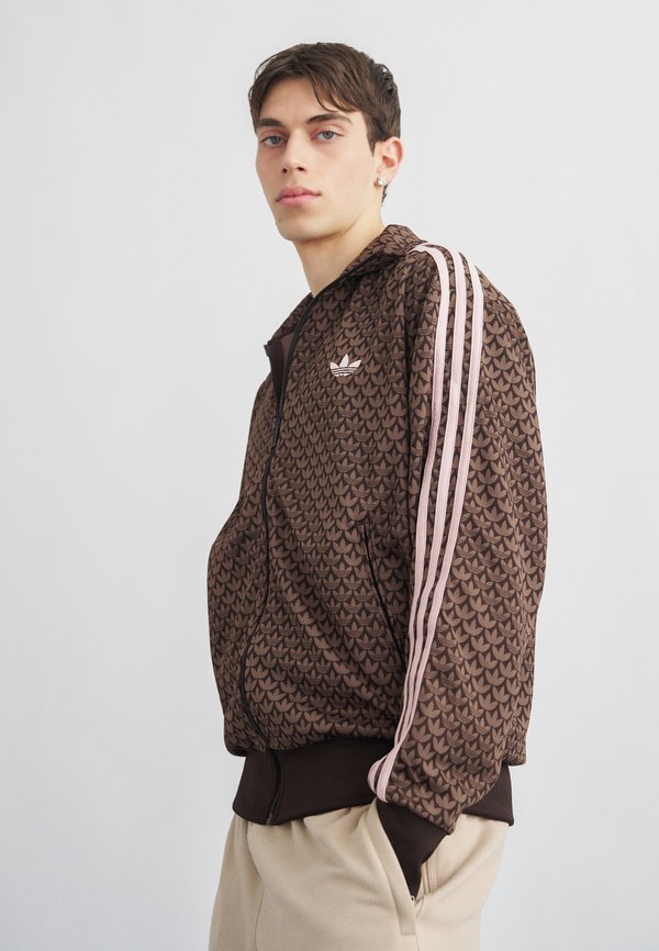 adidas Originals FIREBIRD MONOGRAM - Zip-up sweatshirt - aurora coffee/earth strata/sandy pink