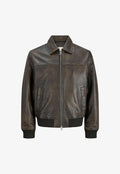 Jack & Jones Bomber Bomber - Leather jacket - chocolate brown