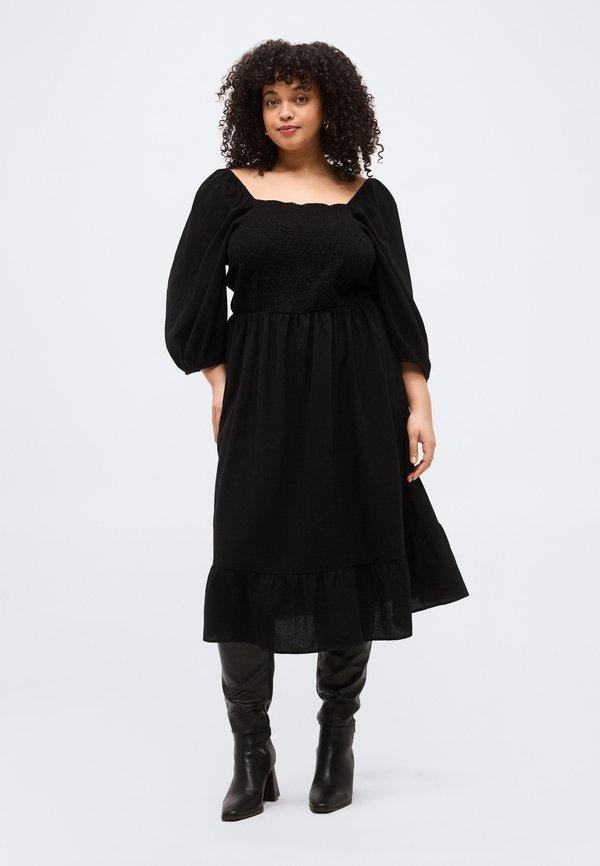 Vero Moda Curve VMCDICTHE 3/4 SQUARE CALF DRESS - Day dress - black
