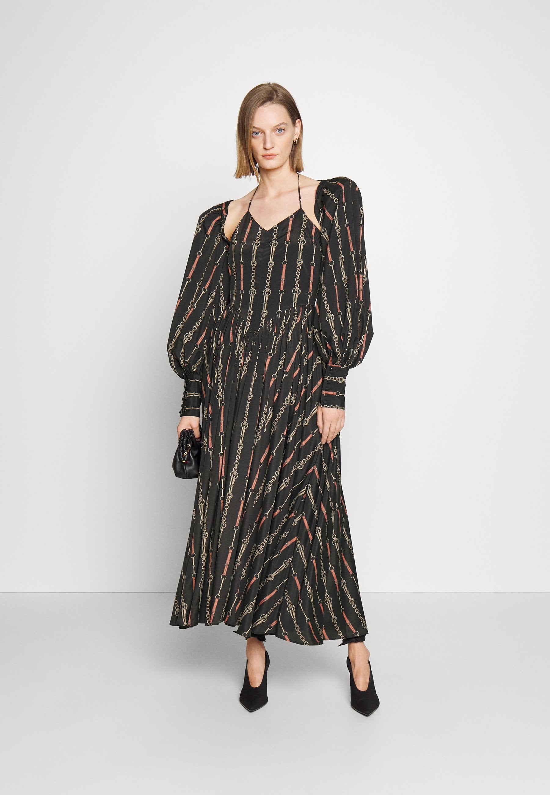ROKH HALTER STRAP DRESS WITH DETACHABLE SLEEVE
