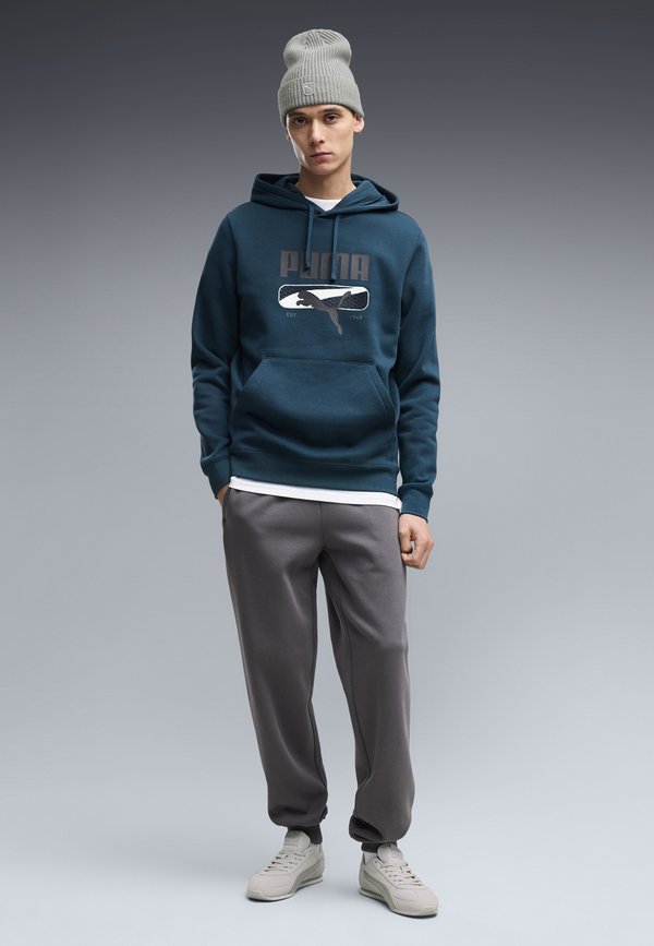 Puma PUMA SPORT LOGO PLAY FLEECE HOODIE - Hoodie - midnight petrol
