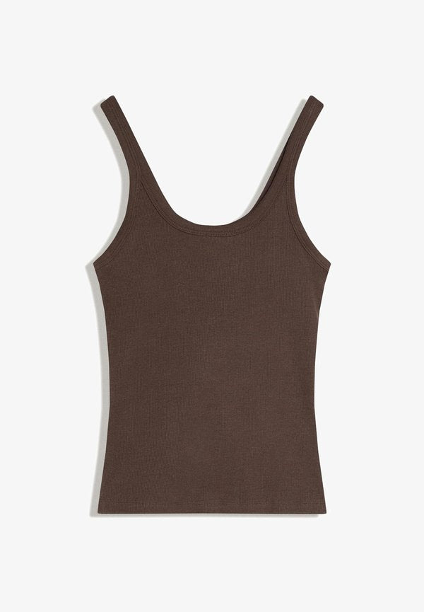 Bershka RIBBED STRAPPY - TOP - Top - brown