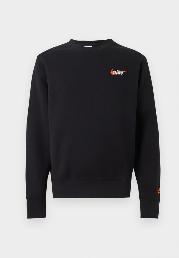 Nike Sportswear CLUB CREW - Sweatshirt - black/safety orange/white