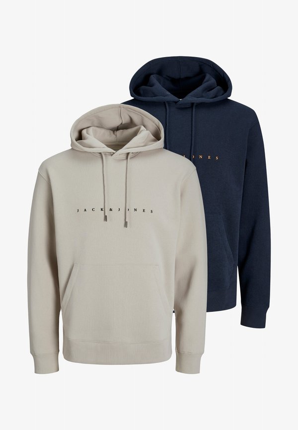 Jack & Jones PRINTED 2 PACK  - Hoodie - dunkelblau   beige