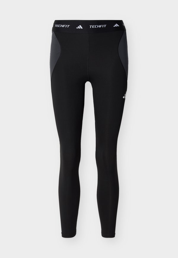 adidas Performance TECHFIT WORKOUT COLOR BLOCK 7/8 LEGGINGS - Leggings - black/carbon