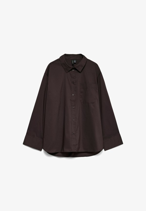 Vero Moda VMLOTUS SHIRT - Button-down blouse - chocolate torte