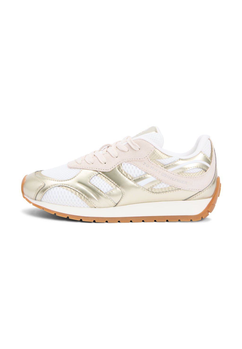 MIXED TEXTURE METALLIC TRAINERS WITH LEATHER Media 1