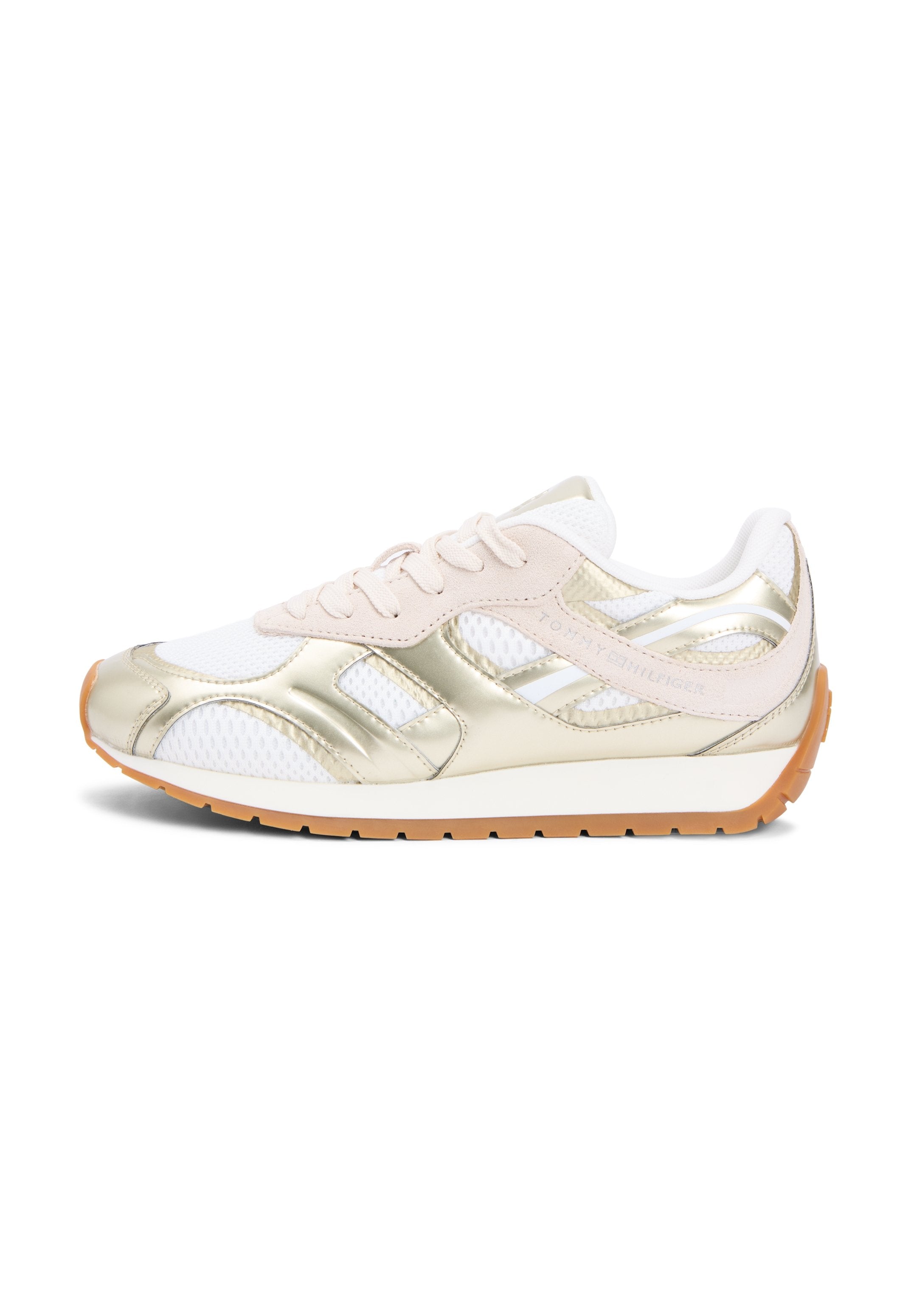 MIXED TEXTURE METALLIC TRAINERS WITH LEATHER Media 1