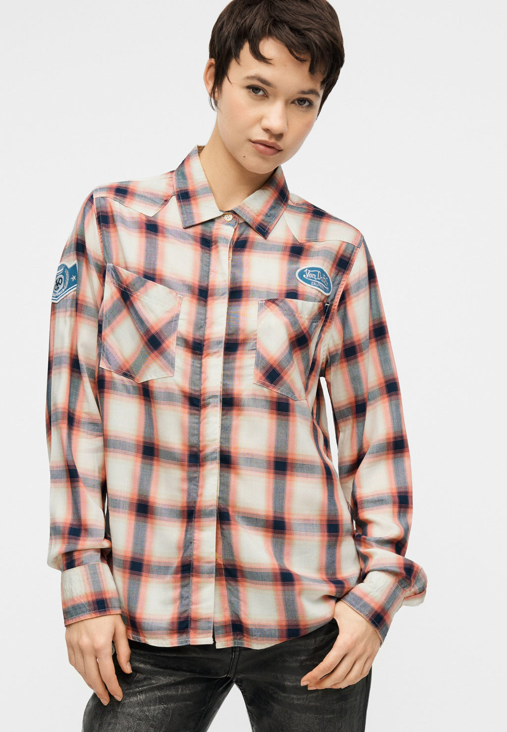 Von Dutch SHIRT PLAID WITH PATCH AND EMBROIDERY