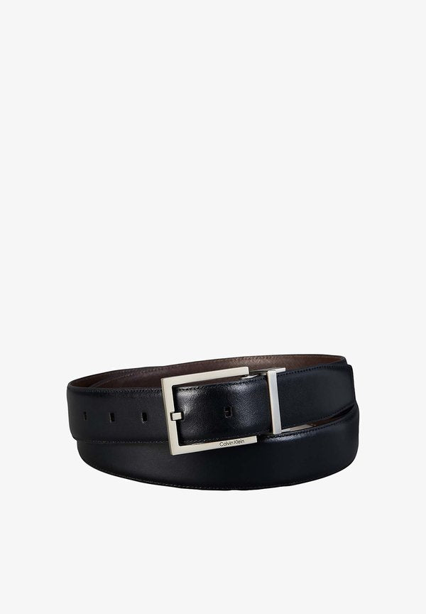 Calvin Klein Belt - black ck dark brown brushed