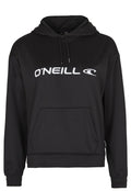 Schwarzer Kapuzenpullover mit einer Vordertasche, Kordelzug und weißem "O'NEILL"-Logo. Hergestellt aus glattem, weichem Stoff mit gerippten Bündchen.