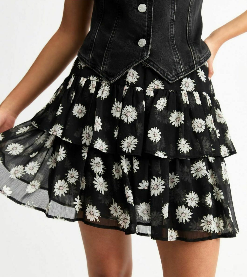New Look DAISY PRINT RUFFLED MINI