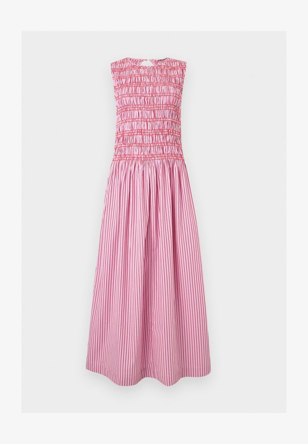 Tommy Hilfiger SMOCKING STRIPE MIDI  - Day dress - pink