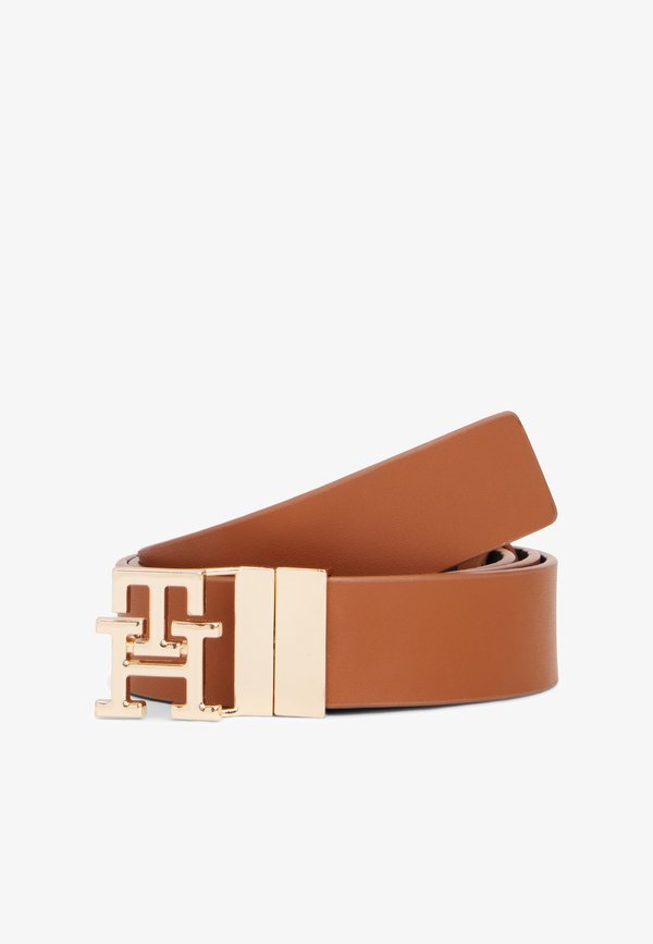 Tommy Hilfiger TH LOGO 3.0 REV MONO - Belt - cognac/space blue
