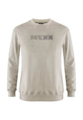 Helles beiges Sweatshirt aus weichem Stoff, mit langen Ärmeln und Rundhalsausschnitt. Die Vorderseite zeigt das "MEXX"-Logo in strukturiertem Grau.