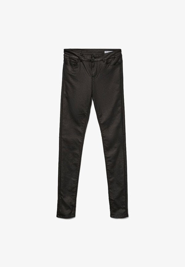 Vero Moda VMSEVEN SMOOTH COATED PANTS - Trousers - black