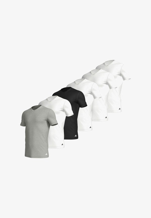 adidas Sportswear 6ER PACK ACTIVE CORE KURZARM - Undershirt - weiß/schwarz/grau