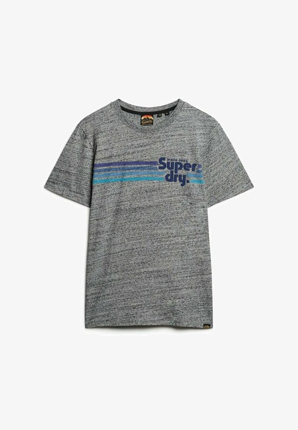 Superdry & Co TERRAIN STRIPED - Print T-shirt - flint grey grit
