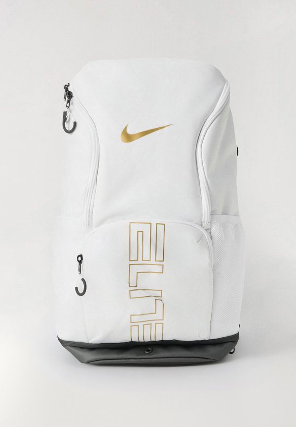 Nike Performance VARSITY ELITE UNISEX - Rucksack - white/black/metallic gold-coloured