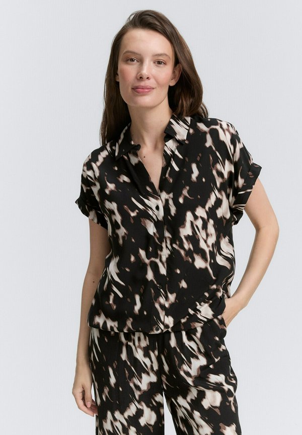 TOM TAILOR MIT MUSTER - Button-down blouse - blurry animal design