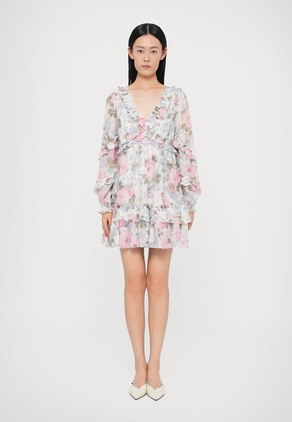 Needle & Thread EXCLUSIVE CAMILLES GARDEN CHIFFON LONG SLEEVE MICRO MINI DRESS