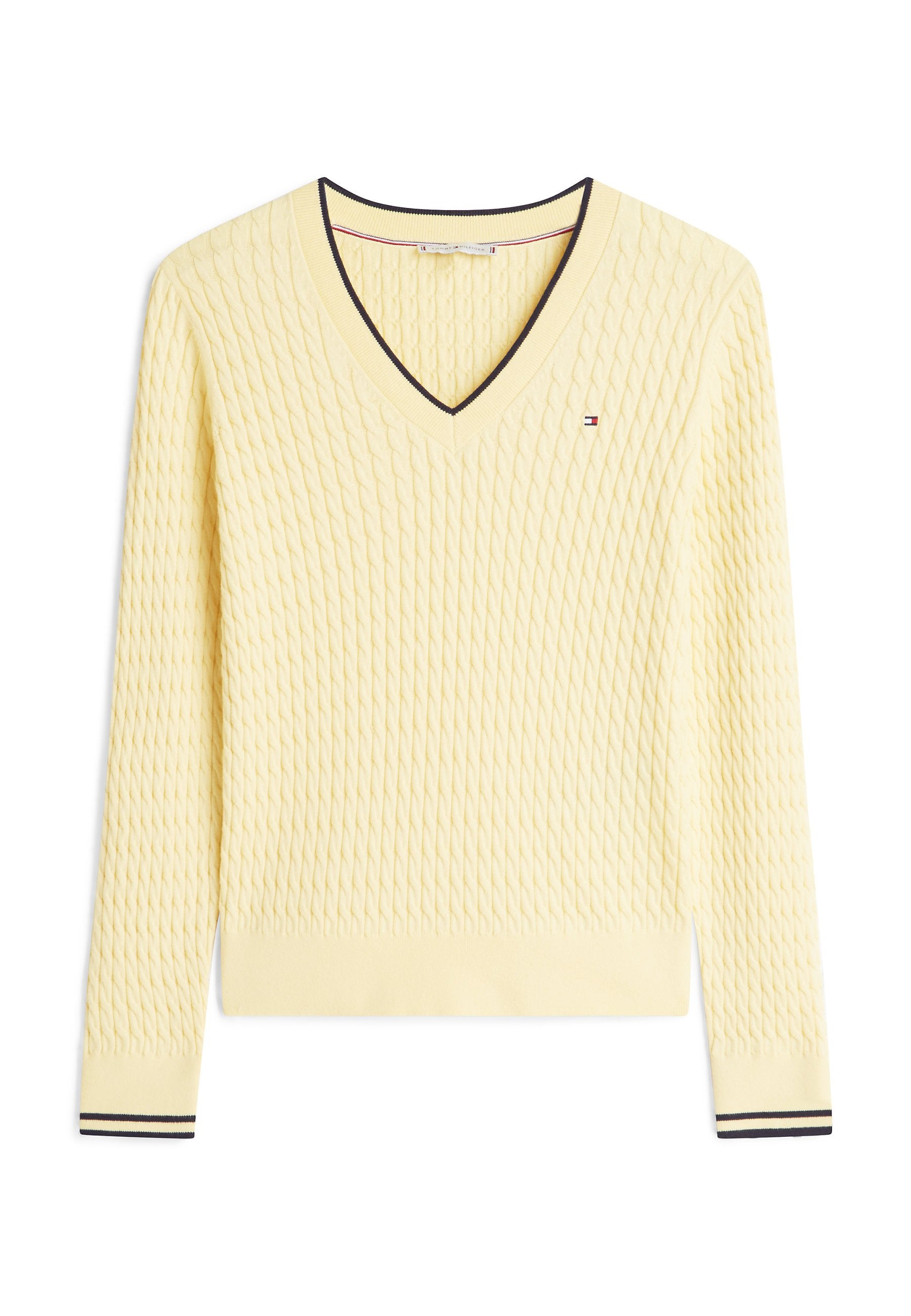 CABLE KNIT V NECK JUMPER Media 1