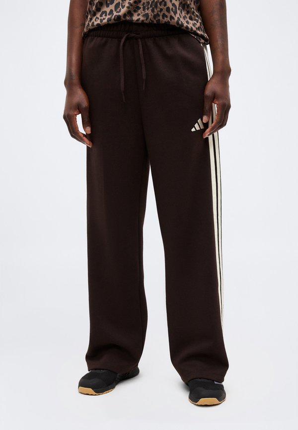 adidas Sportswear ESSENTIALS 3 STRIPES OPEN HEM PANTS - Tracksuit bottoms - aurora coffee/ivory