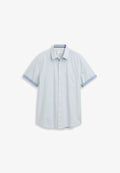 TOM TAILOR TOM TAILOR BLUSEN & SHIRTS REGULAR FIT KURZARMHEMD MIT BRUSTTASCHE - Shirt - light blue structure