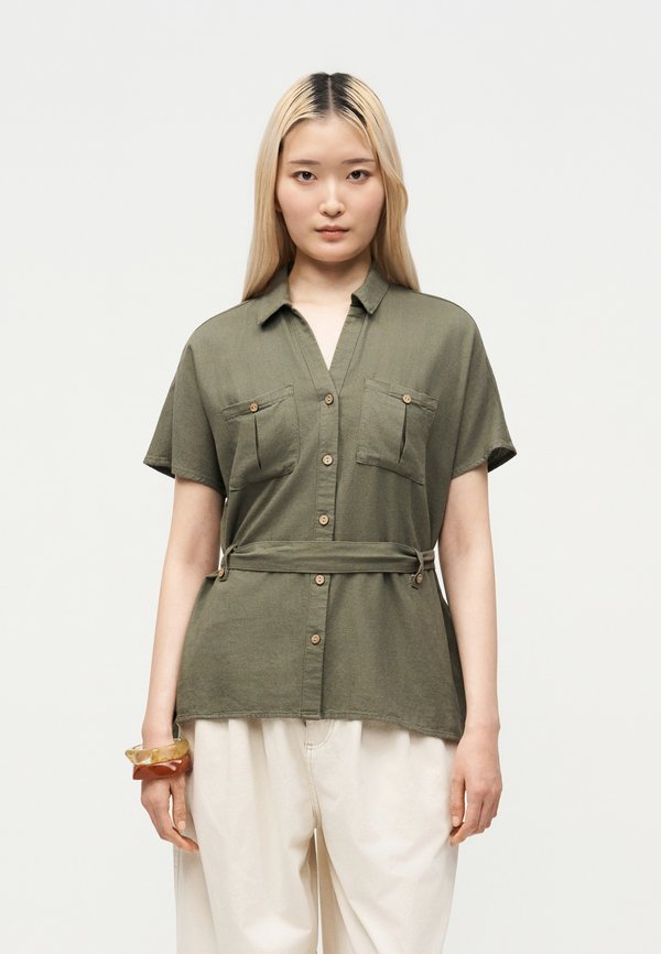 ONLY ONLGOA - Button-down blouse - smokey olive