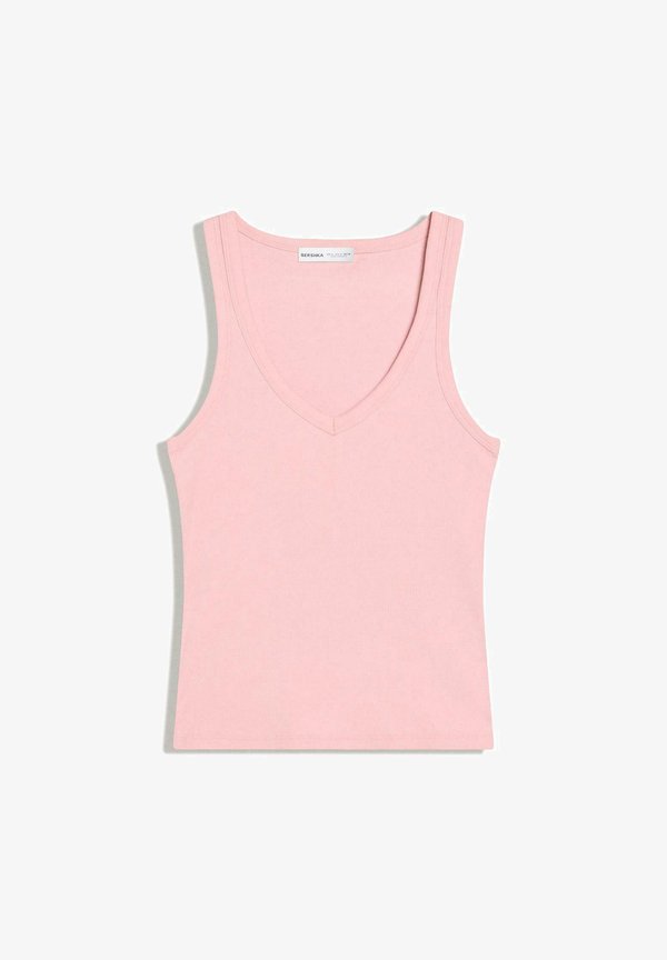 Bershka BASIC RIBBED - VEST TOP - Top - light pink